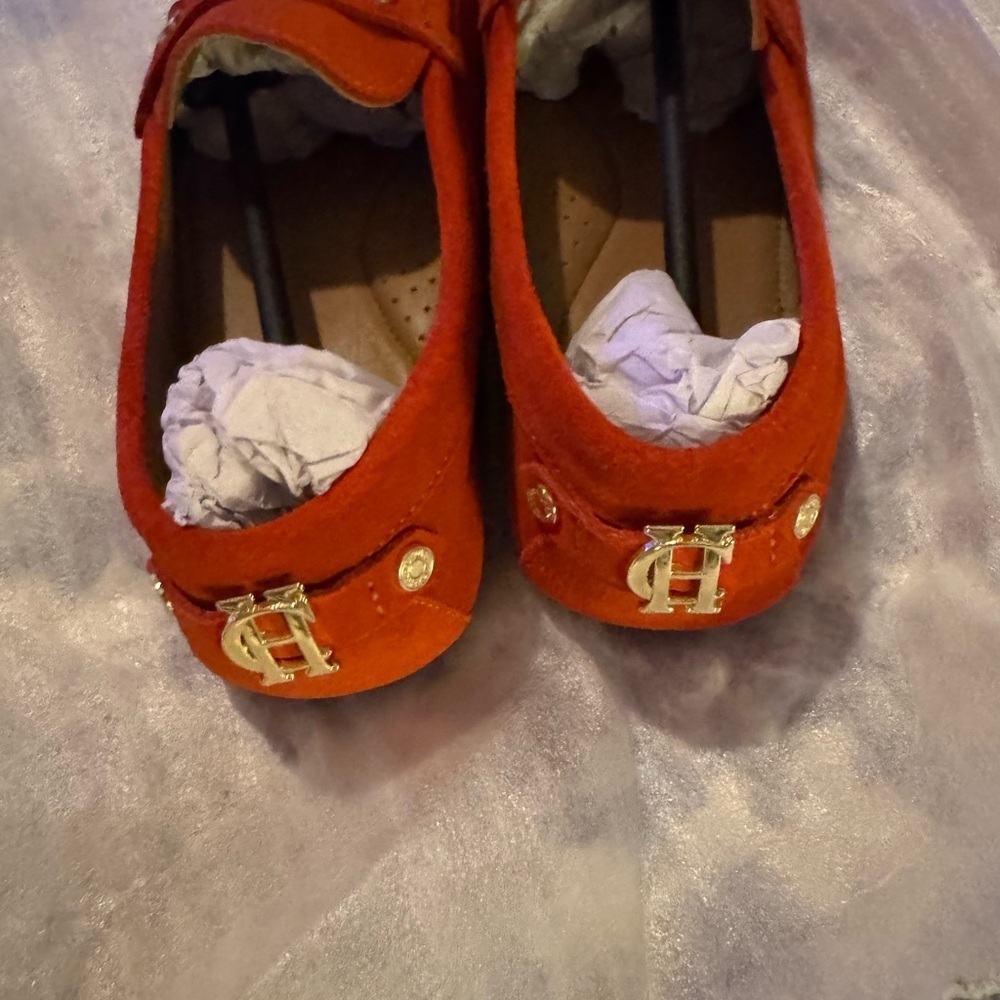 Holland Cooper Red Suede  driving Loafers for Women - Picture 5 of 11